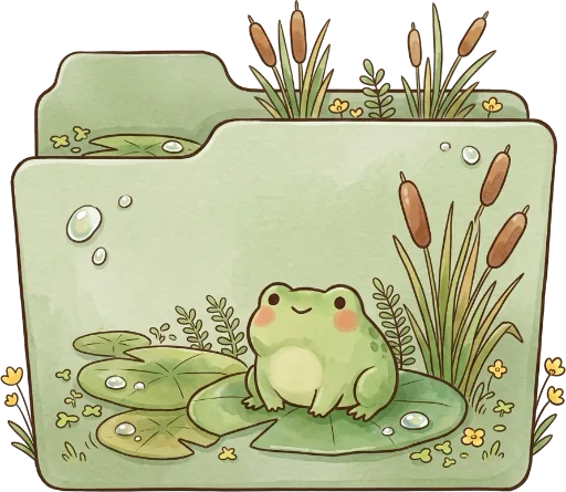 AI folder icon: a frog on a lily pad in the reeds