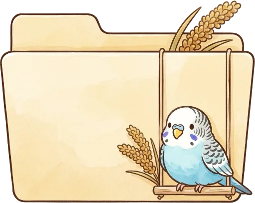 AI folder icon: a budgie on a swing with wheat